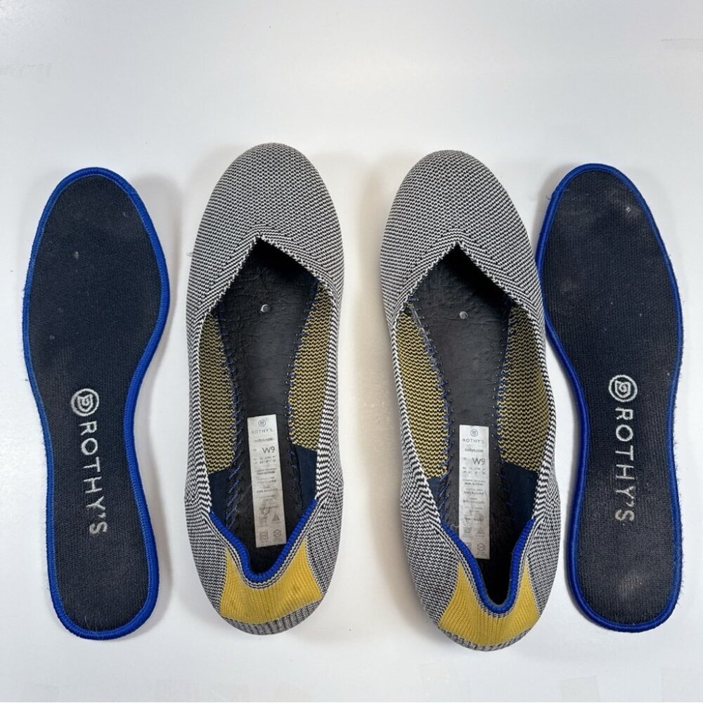 Rothy's Womens 9 Shale Ribbon Stripe Round Toe Flats - Picture 10 of 14